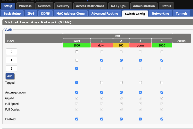 VLAN settings